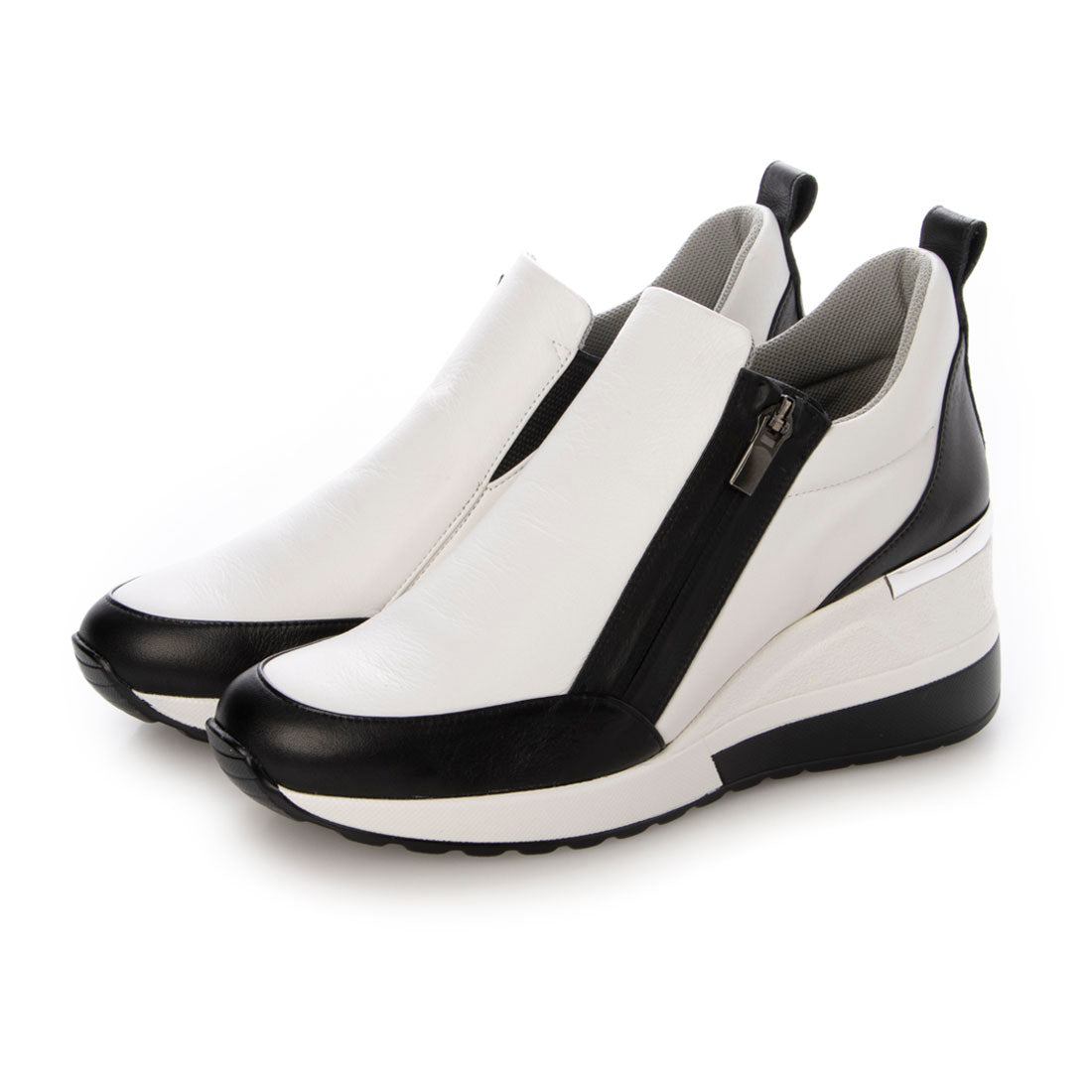 エスプレッソ Espresso ヒールアップレザースタイリッシュスニーカー （BL/WH） BL/WH