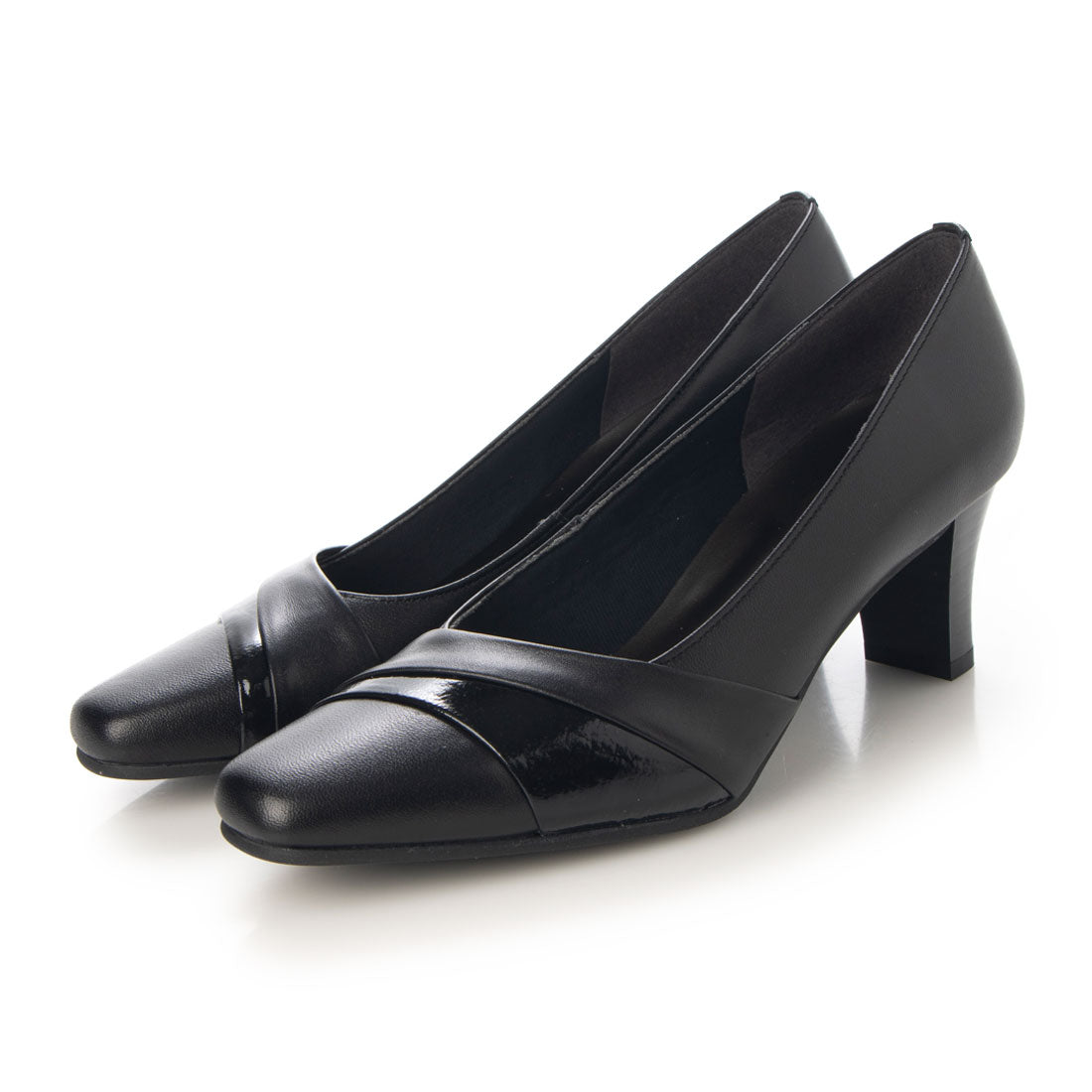 Espresso Soft leather and comfortable patent leather combination pumps