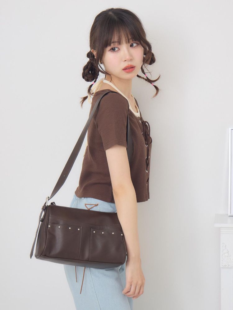 エムズエキサイト ems excite スタッズ付ショルダーBAG （BRN0） BRN0