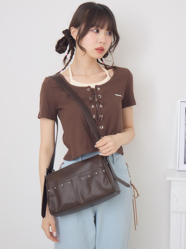 エムズエキサイト ems excite スタッズ付ショルダーBAG （BRN0） BRN0