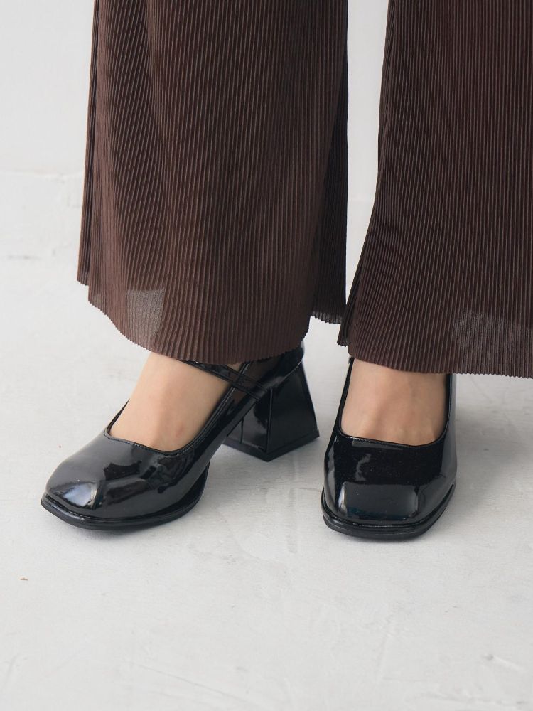 エムズエキサイト ems excite スクエアヒールパンプス （BLK1） BLK1