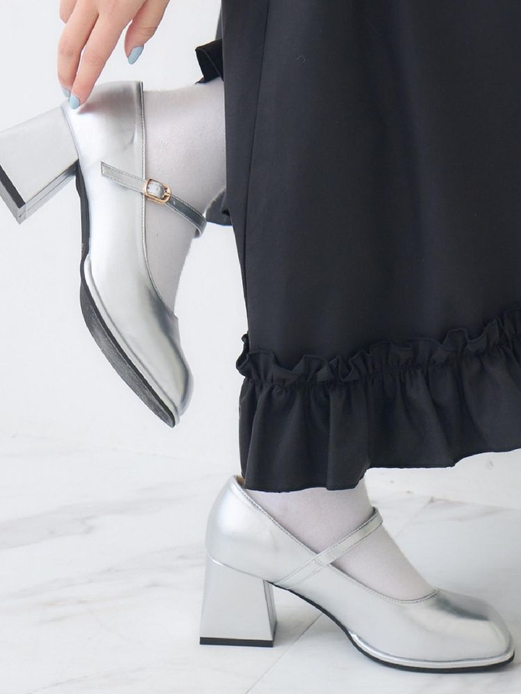 エムズエキサイト ems excite スクエアヒールパンプス （BLK1） BLK1