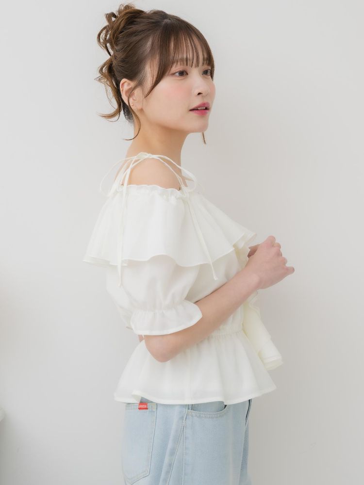 エムズエキサイト ems excite フリルオフショルBL （WHT4） WHT4