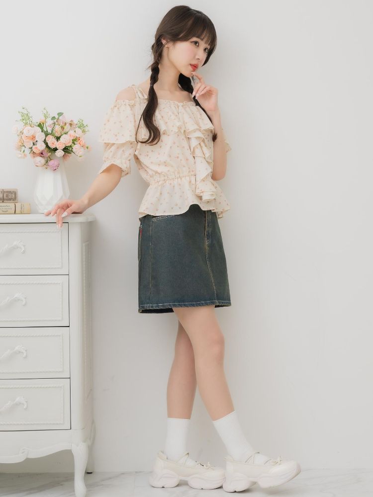 エムズエキサイト ems excite フリルオフショルBL （WHT4） WHT4