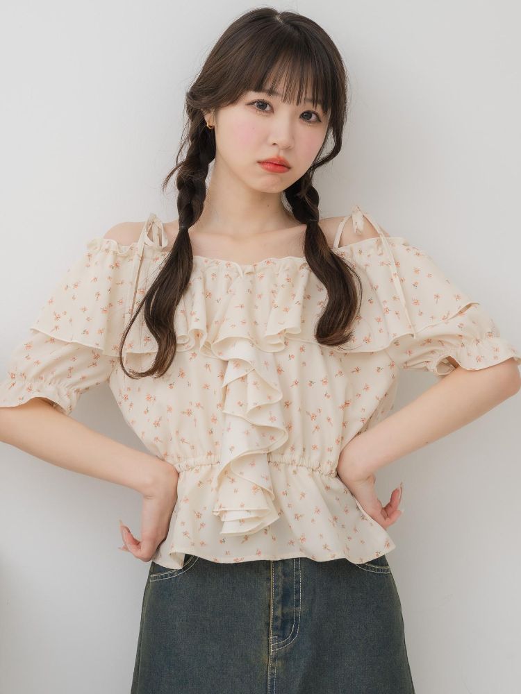 エムズエキサイト ems excite フリルオフショルBL （WHT4） WHT4