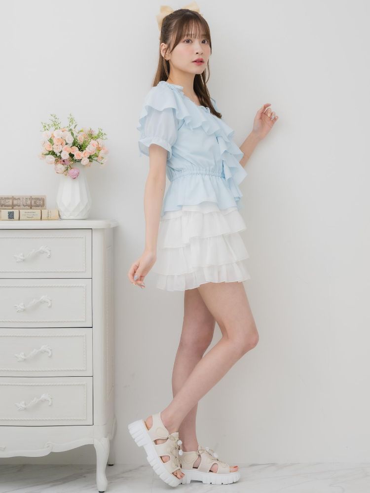エムズエキサイト ems excite フリルオフショルBL （WHT4） WHT4
