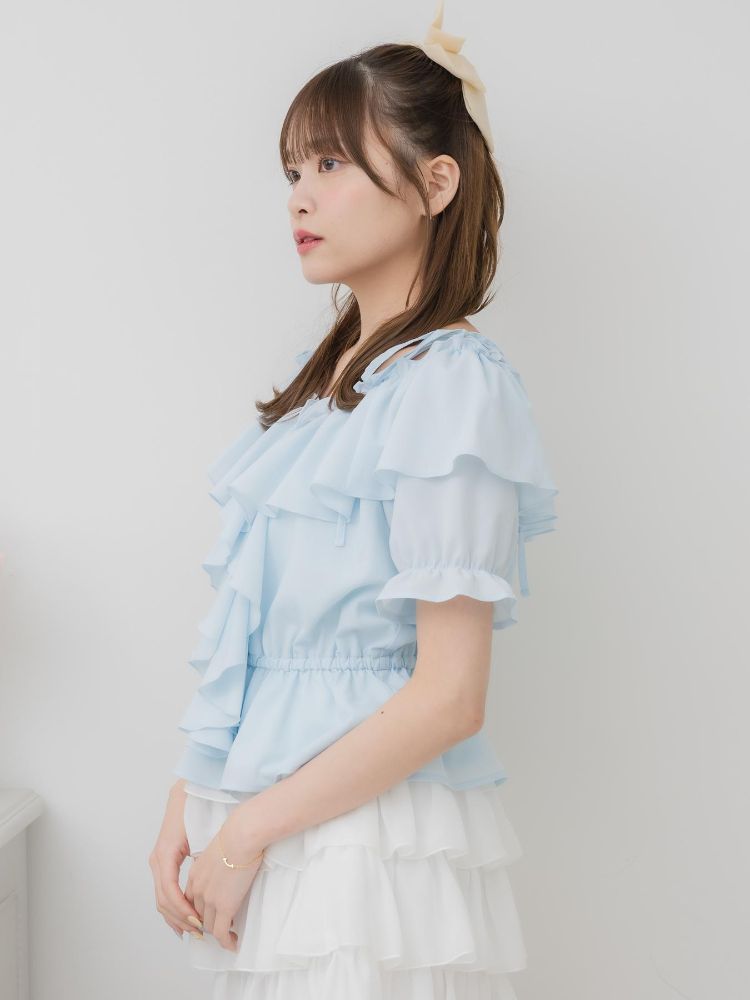 エムズエキサイト ems excite フリルオフショルBL （WHT4） WHT4
