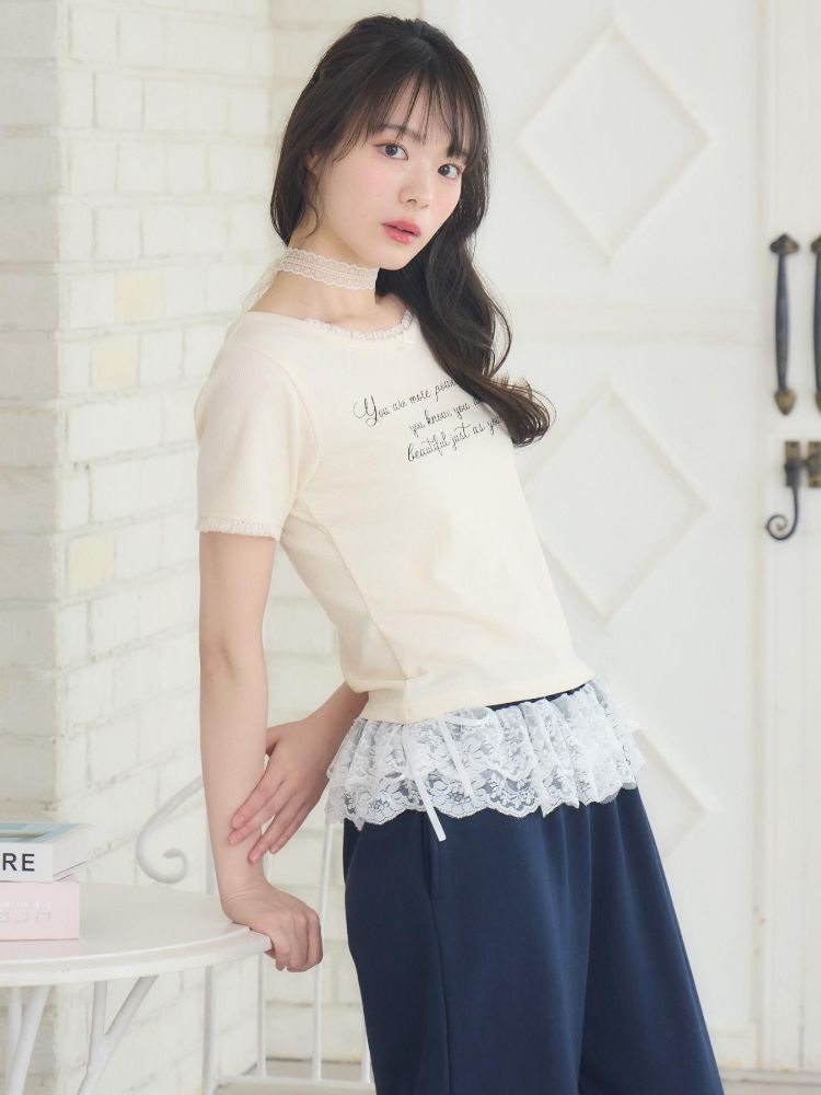 エムズエキサイト ems excite レースチョーカー付きロゴTEE （GRY2） GRY2