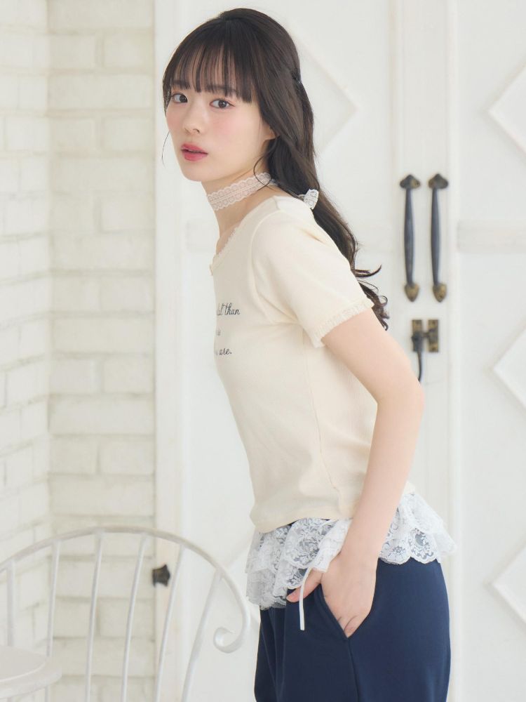 エムズエキサイト ems excite レースチョーカー付きロゴTEE （GRY2） GRY2