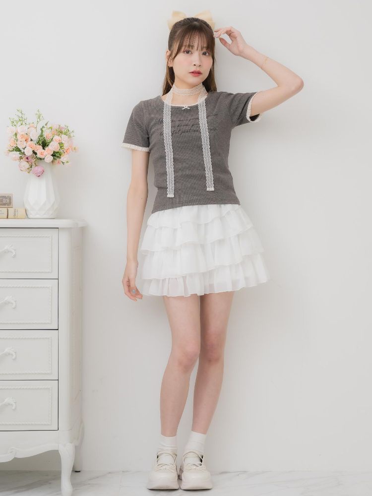エムズエキサイト ems excite レースチョーカー付きロゴTEE （GRY2） GRY2