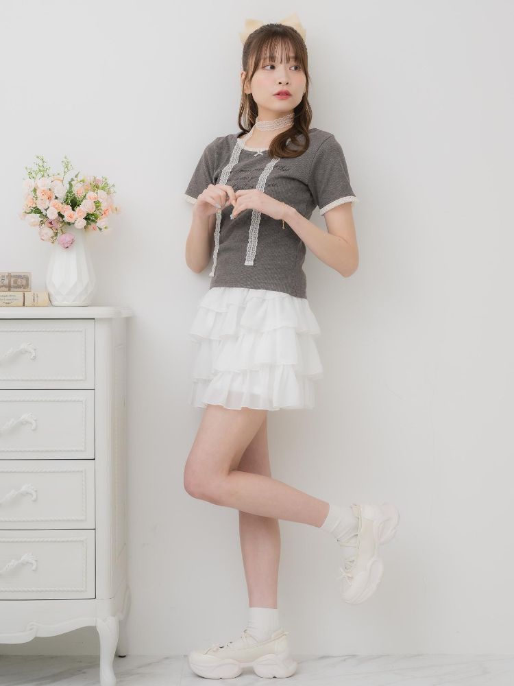 エムズエキサイト ems excite レースチョーカー付きロゴTEE （GRY2） GRY2