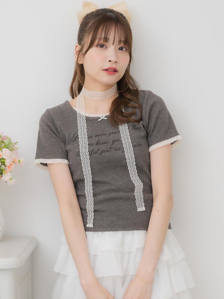 エムズエキサイト ems excite レースチョーカー付きロゴTEE （GRY2） GRY2