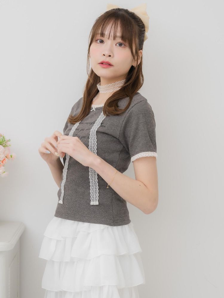 エムズエキサイト ems excite レースチョーカー付きロゴTEE （GRY2） GRY2