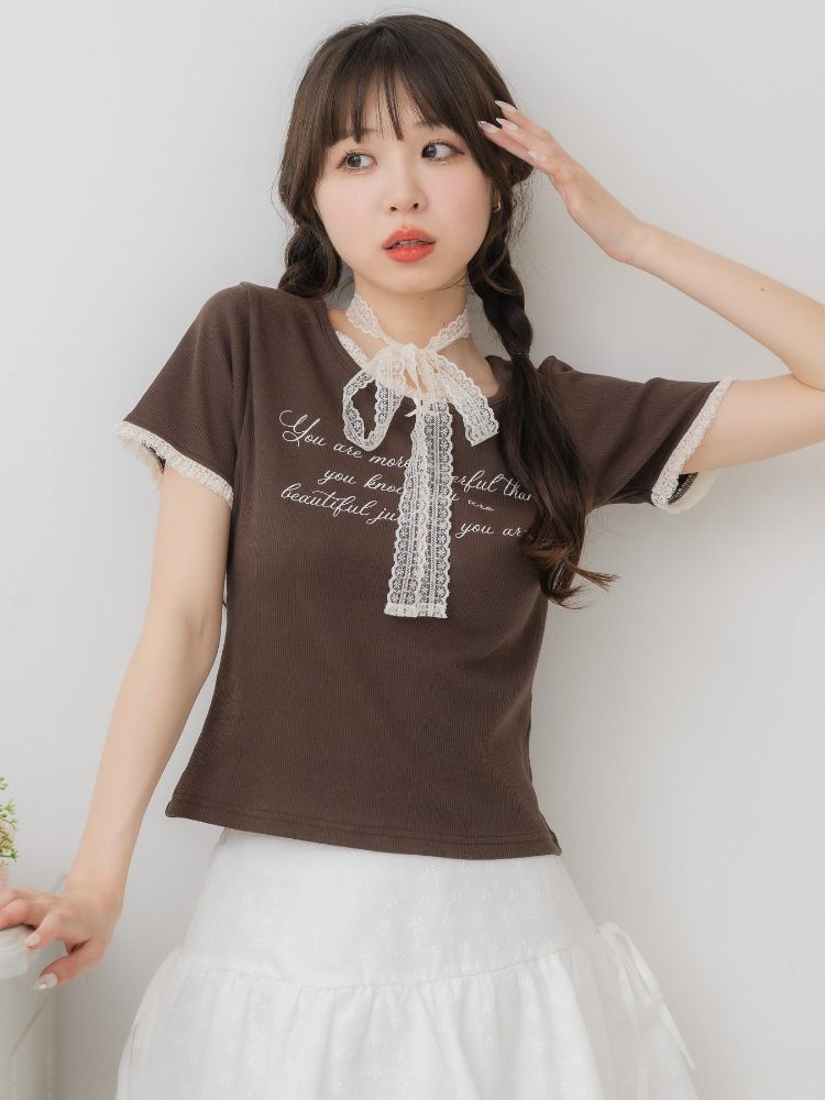 エムズエキサイト ems excite レースチョーカー付きロゴTEE （GRY2） GRY2
