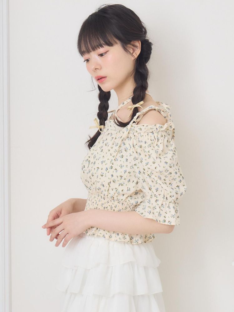 エムズエキサイト ems excite ホルター付アソートリボンブラウス （P/BLU） P/BLU