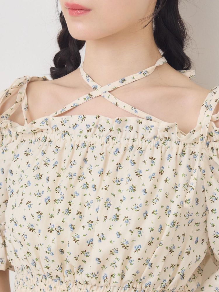 エムズエキサイト ems excite ホルター付アソートリボンブラウス （P/BLU） P/BLU