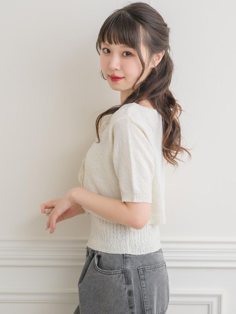 エムズエキサイト ems excite スラブリボンカーデNTSET （WHT2） WHT2