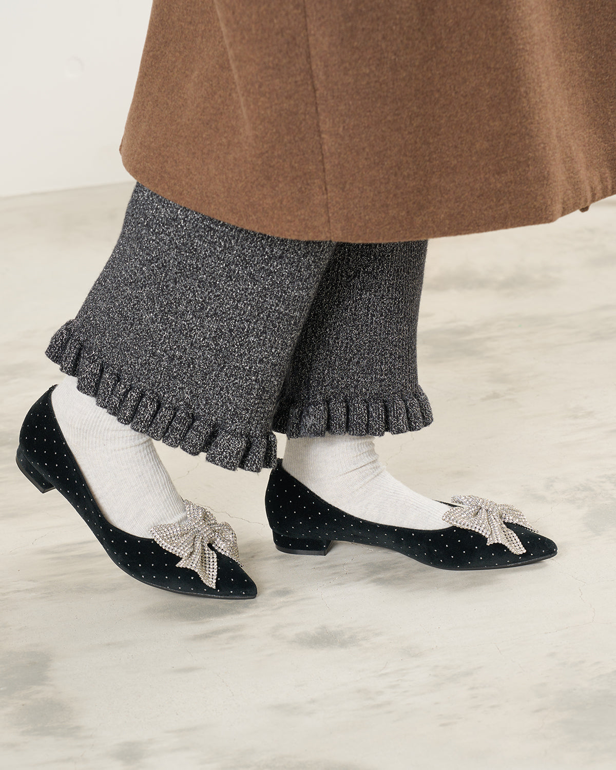 【24AW】エマ フランシス Emma Francis ビッグリボン フラット パンプス