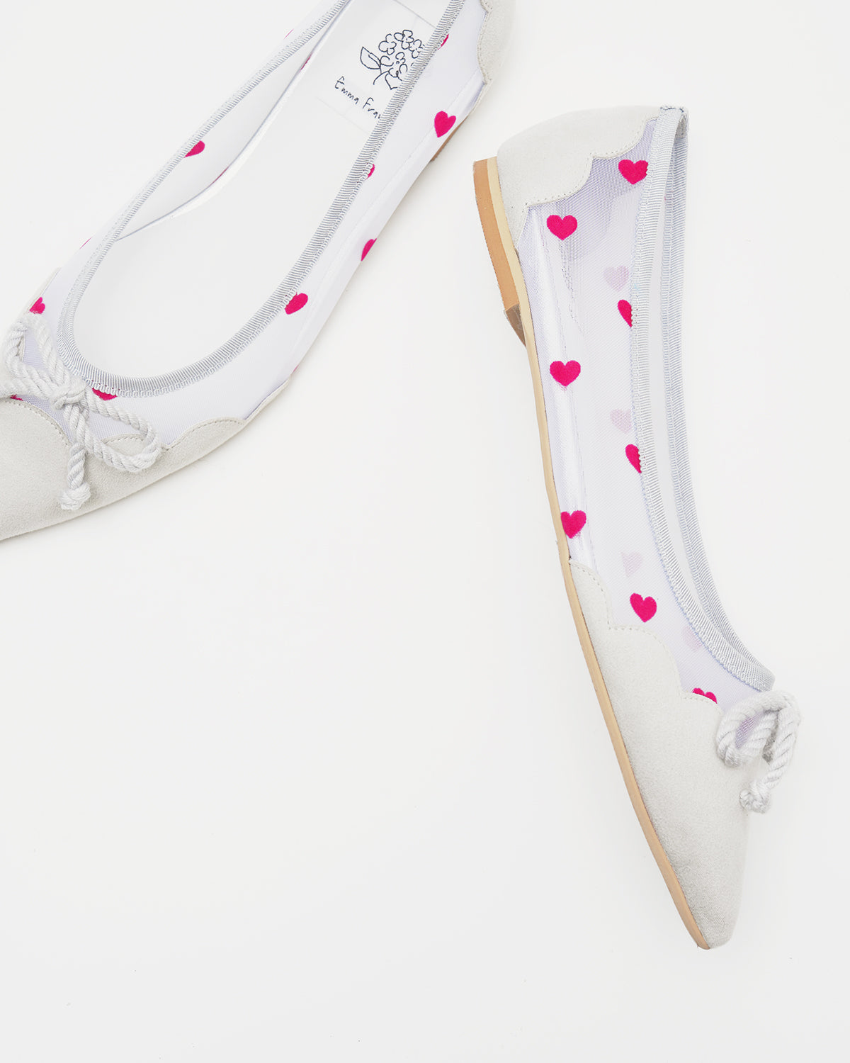 Emma Francis Heart Flocqué Tulle Ballet Shoes