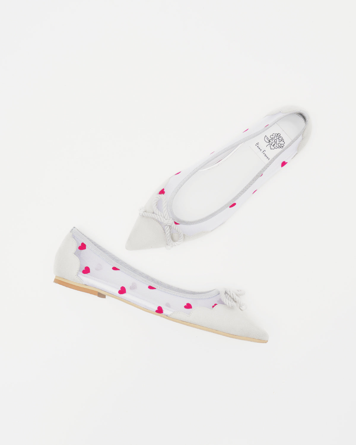 Emma Francis Heart Flocqué Tulle Ballet Shoes