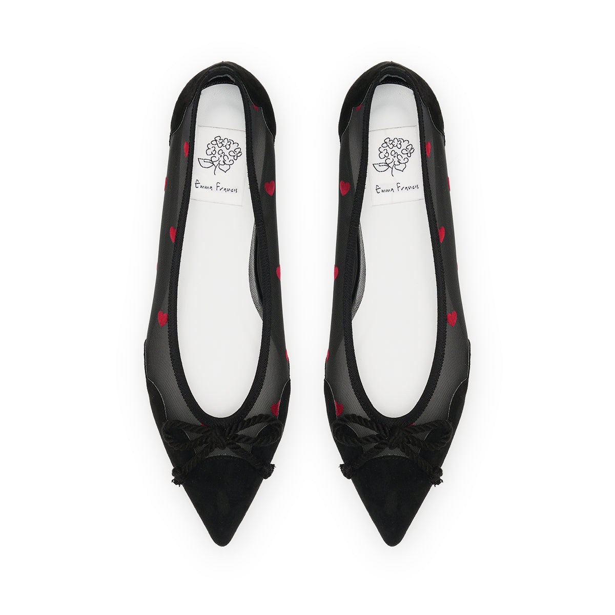 Emma Francis Heart Flocqué Tulle Ballet Shoes