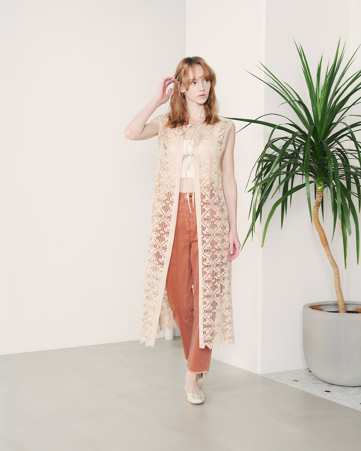 【25SS】エマ フランシス Emma Francis フラット パナマ ビジュー パンプス （アイボリー パナマ） アイボリー パナマ