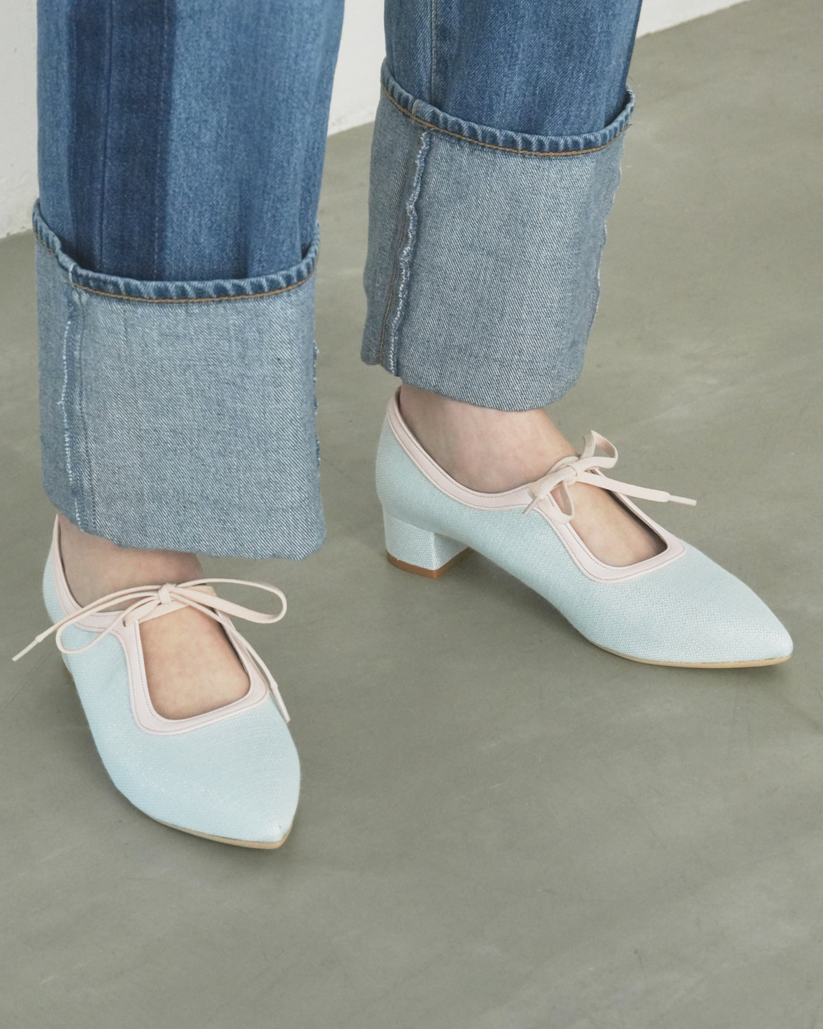【26SS】エマ フランシス Emma Francis 3cmヒール クラッシック リボン パンプス （ブルー ブッチャー） ブルー ブッチャー