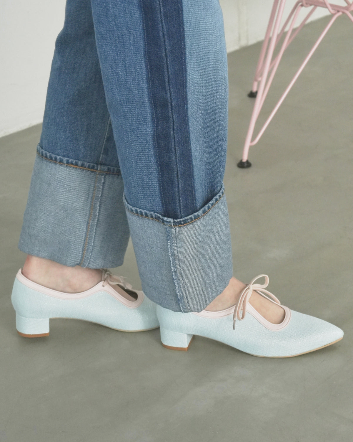 【26SS】エマ フランシス Emma Francis 3cmヒール クラッシック リボン パンプス （ブルー ブッチャー） ブルー ブッチャー
