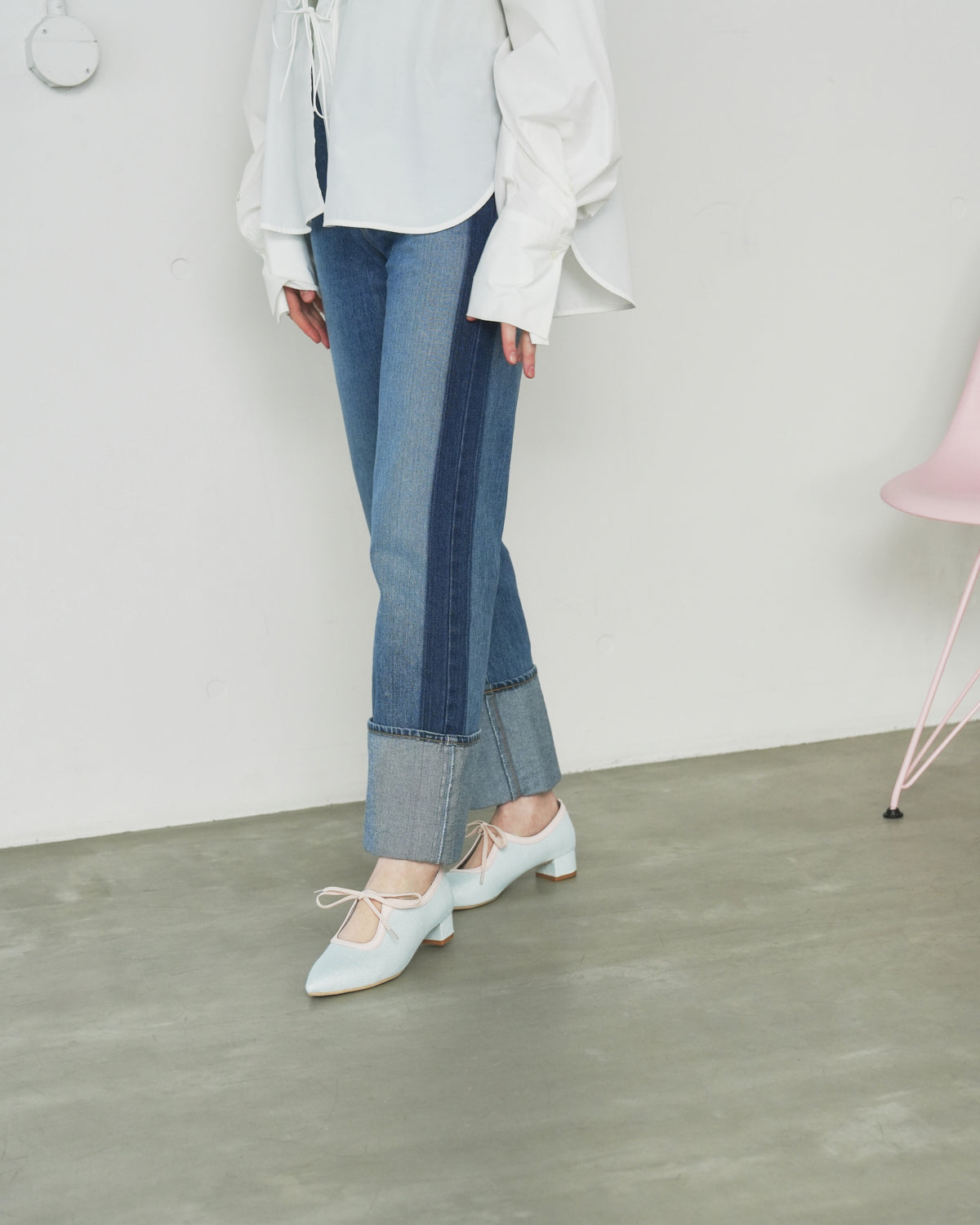 【26SS】エマ フランシス Emma Francis 3cmヒール クラッシック リボン パンプス （ブルー ブッチャー） ブルー ブッチャー