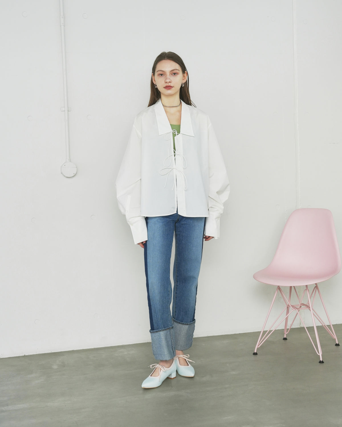 【26SS】エマ フランシス Emma Francis 3cmヒール クラッシック リボン パンプス （ブルー ブッチャー） ブルー ブッチャー