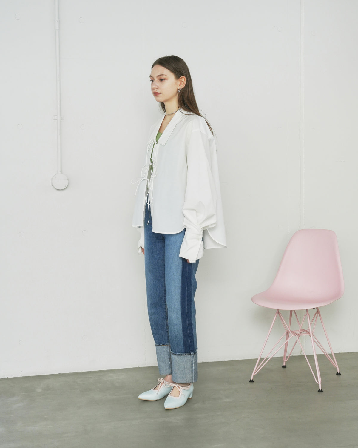 【26SS】エマ フランシス Emma Francis 3cmヒール クラッシック リボン パンプス （ブルー ブッチャー） ブルー ブッチャー