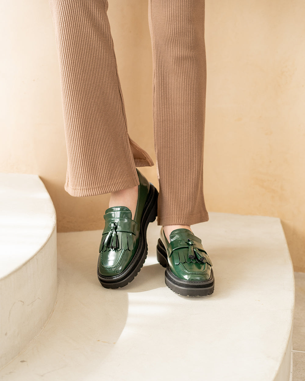 【レイン対応】エマ フランシス Emma Francis ボリュームソール フリンジ ローファー