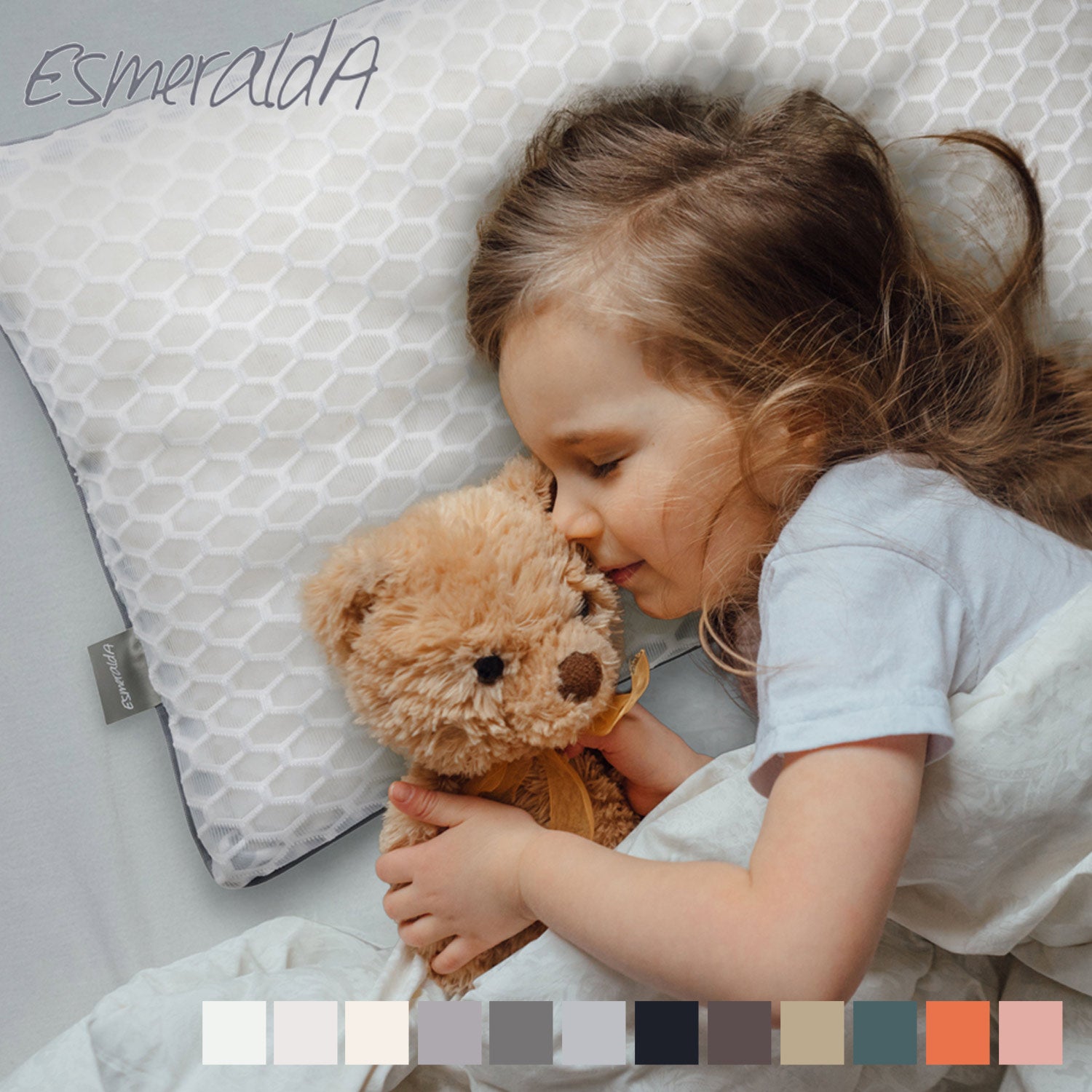 艾絲梅拉達 Esmeralda 枕頭 兒童 呼吸的小學生枕頭 夢幻柔軟 枕頭 兒童 一年級到六年級 青少年 睡姿 男孩 女孩 白色 白