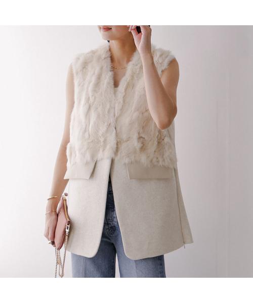 エイミー ロウ Eimee Law Eimee Law ファージレ 84294F ファー×メルトン 切替 （LBE/ライトベージュ） LBE/ライトベージュ