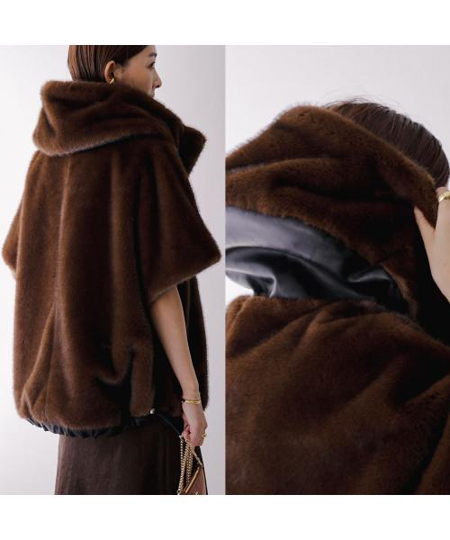 エイミー ロウ Eimee Law Eimee Law ベストコート 84389L ミンクファー フーディ ドロスト （IVGY/ライトグレー） IVGY/ライトグレー