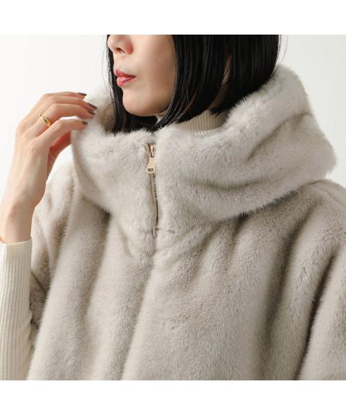 エイミー ロウ Eimee Law Eimee Law ベストコート 84389L ミンクファー フーディ ドロスト （IVGY/ライトグレー） IVGY/ライトグレー