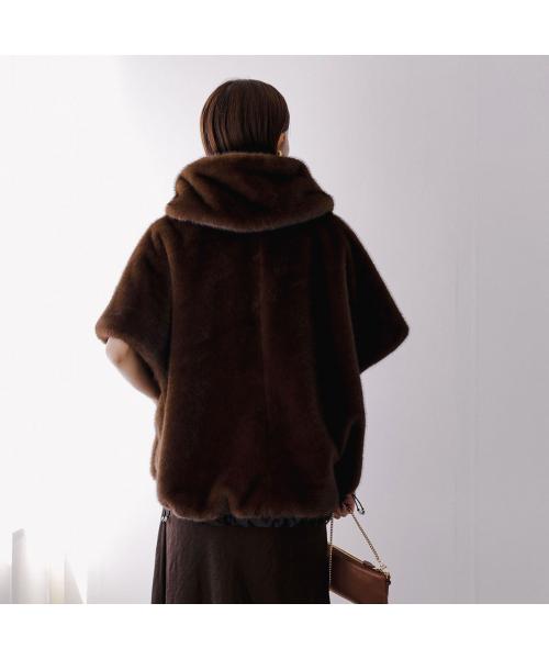 エイミー ロウ Eimee Law Eimee Law ベストコート 84389L ミンクファー フーディ ドロスト （IVGY/ライトグレー） IVGY/ライトグレー