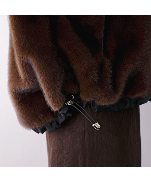 エイミー ロウ Eimee Law Eimee Law ベストコート 84389L ミンクファー フーディ ドロスト （IVGY/ライトグレー） IVGY/ライトグレー