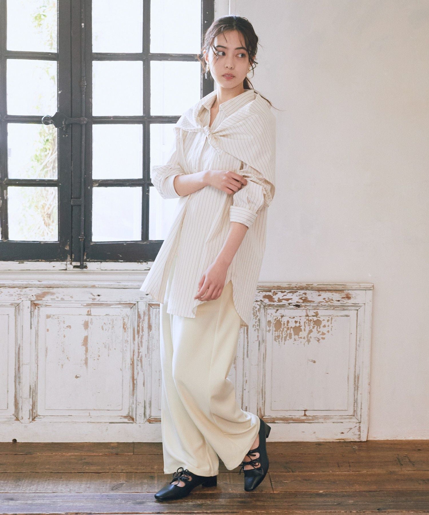 アースミュージックアンドエコロジー earth music&ecology Wリボンパンプス （サックスブルー） サックスブルー