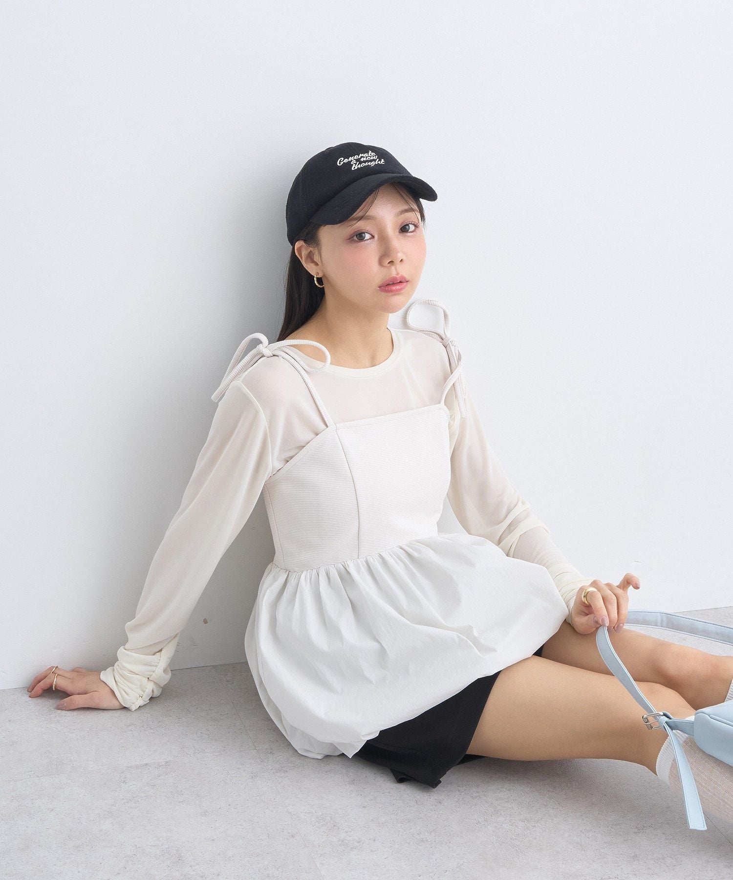 アースミュージックアンドエコロジー earth music&ecology メッセージ刺繍パイルキャップ （ブラック） ブラック