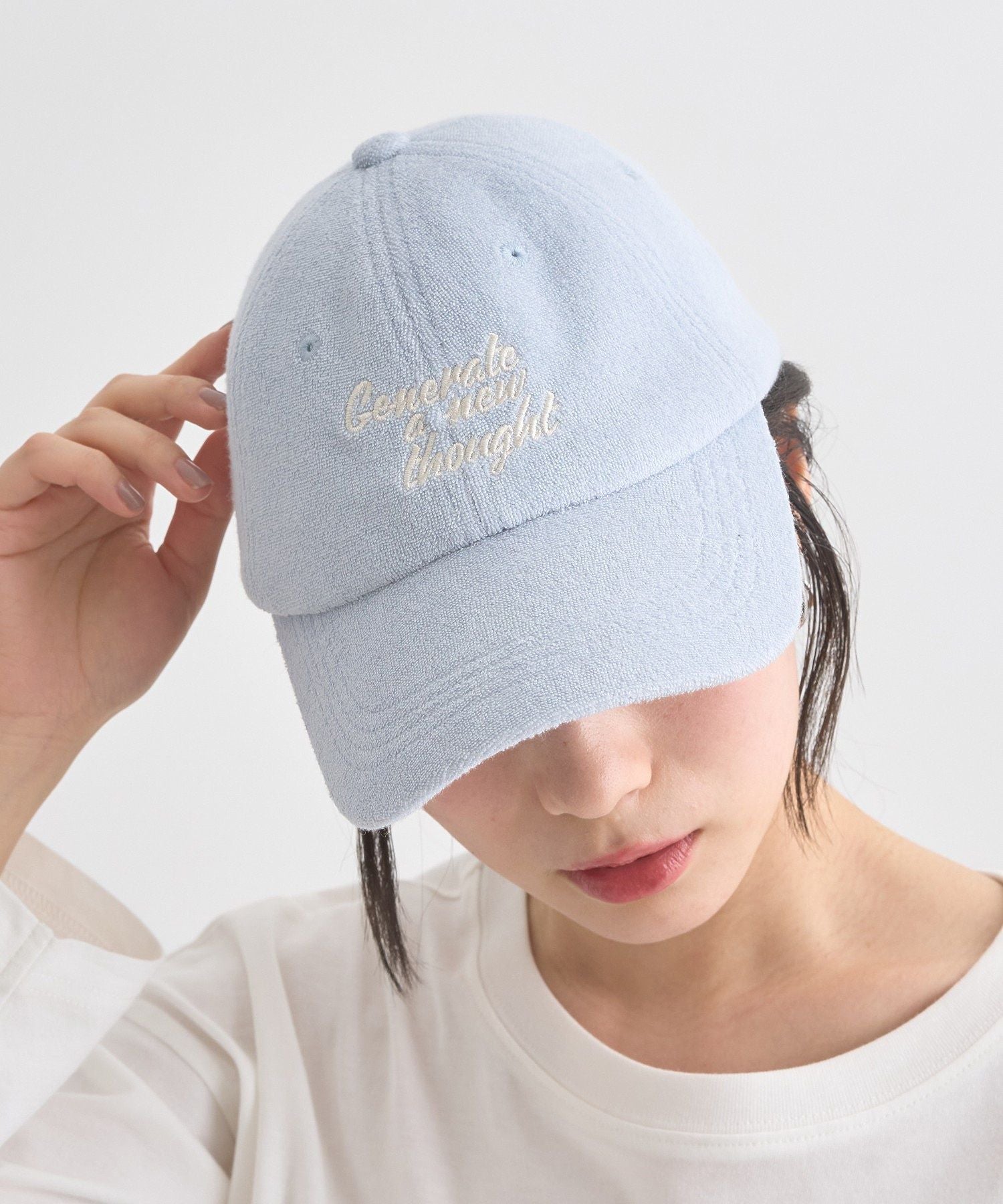 アースミュージックアンドエコロジー earth music&ecology メッセージ刺繍パイルキャップ （ブラック） ブラック