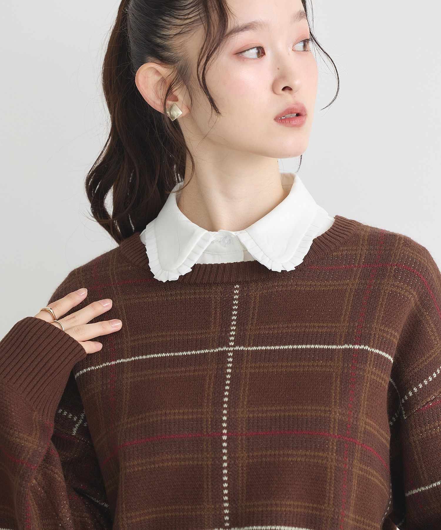 アースミュージックアンドエコロジー earth music&ecology フリルシャツカラー付け襟 （オフホワイト） オフホワイト