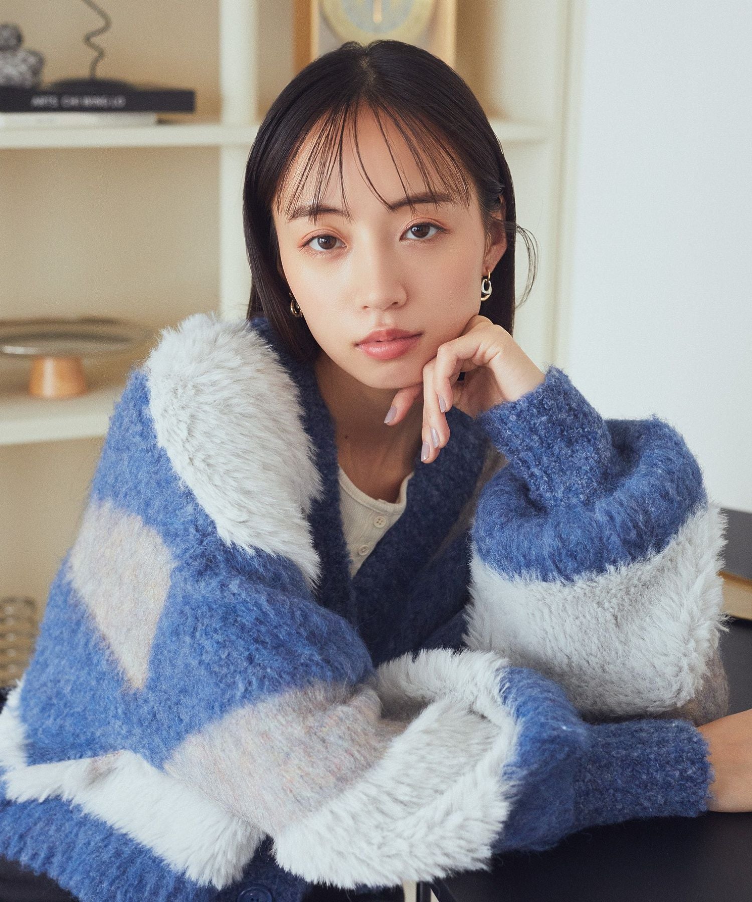 アースミュージックアンドエコロジー earth music&ecology フェザーミックスインターシャカーディガン （ブラウン） ブラウン