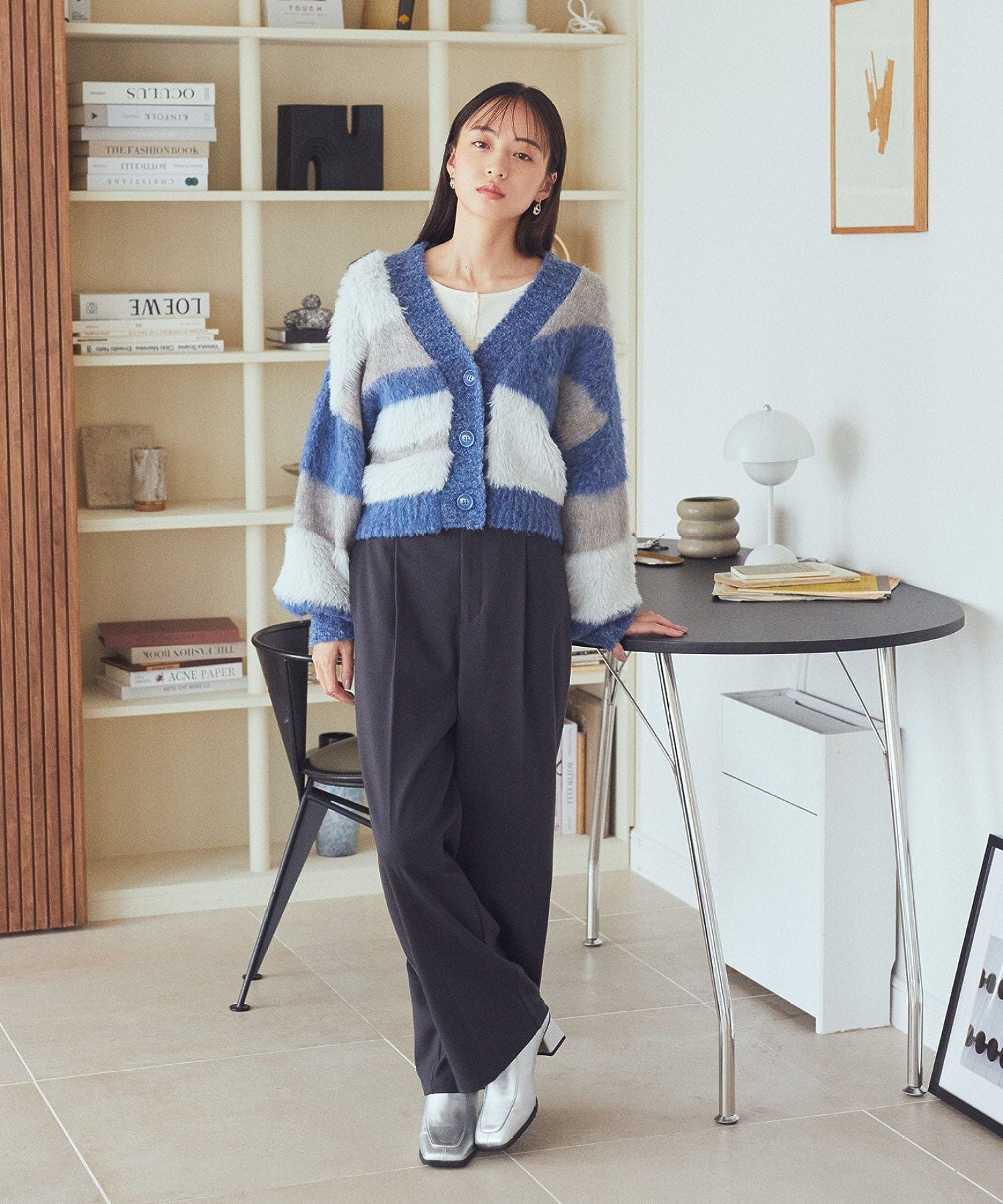 アースミュージックアンドエコロジー earth music&ecology フェザーミックスインターシャカーディガン （ブラウン） ブラウン