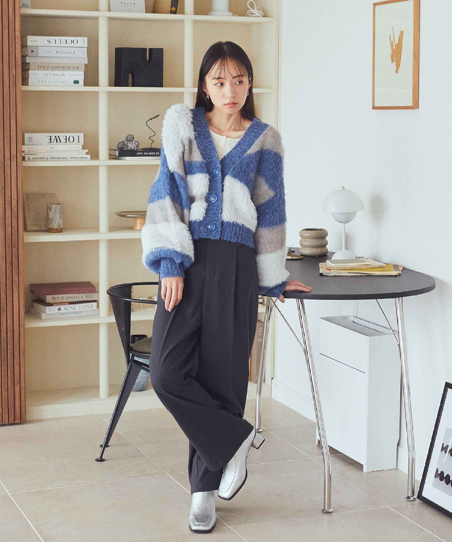 アースミュージックアンドエコロジー earth music&ecology フェザーミックスインターシャカーディガン （ブラウン） ブラウン