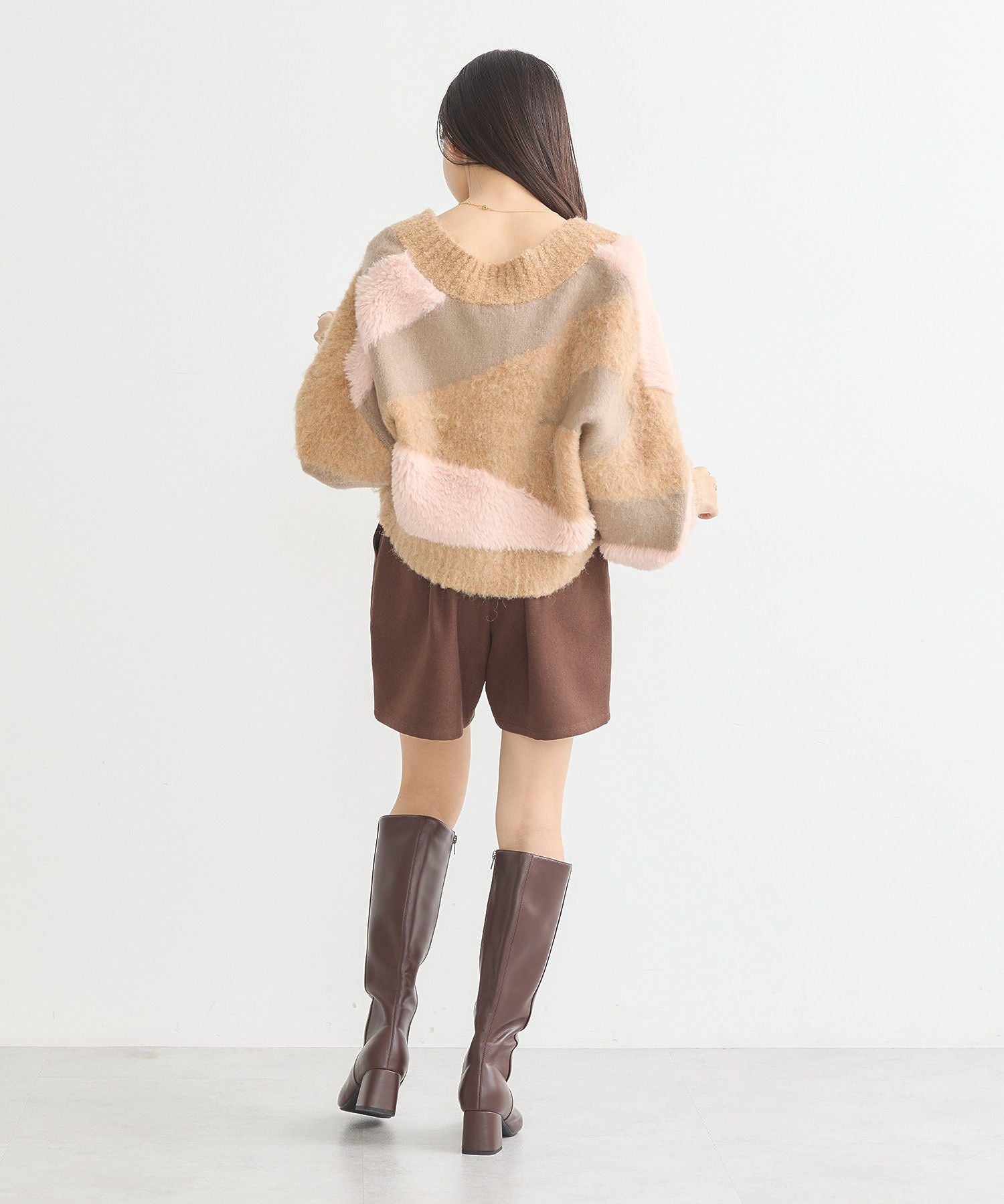 アースミュージックアンドエコロジー earth music&ecology フェザーミックスインターシャカーディガン （ブラウン） ブラウン