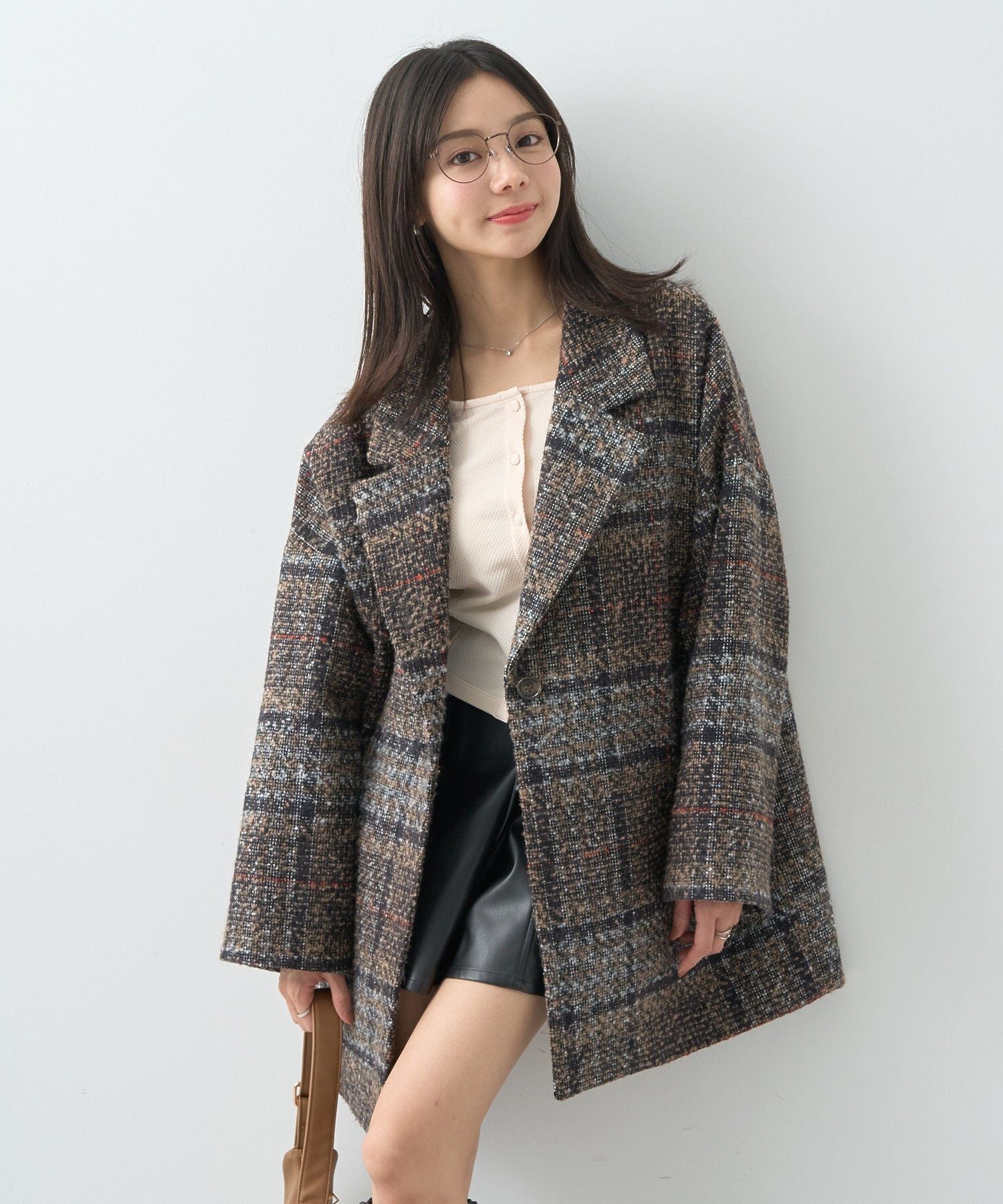 earth music&ecology Earth Music & Ecology Panel Line Front Open Compact Cardigan