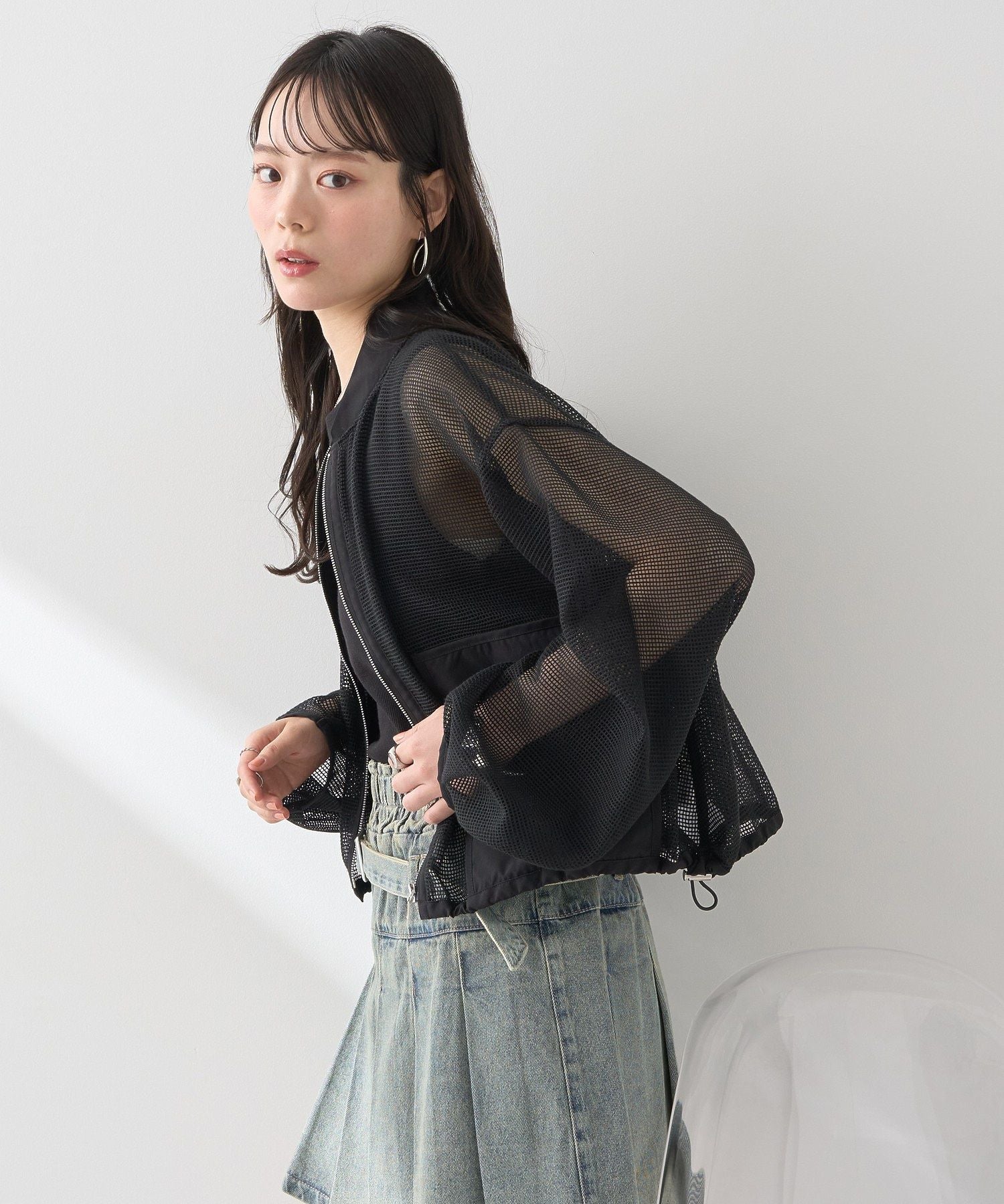 アースミュージックアンドエコロジー earth music&ecology メッシュブルゾン （グレー） グレー