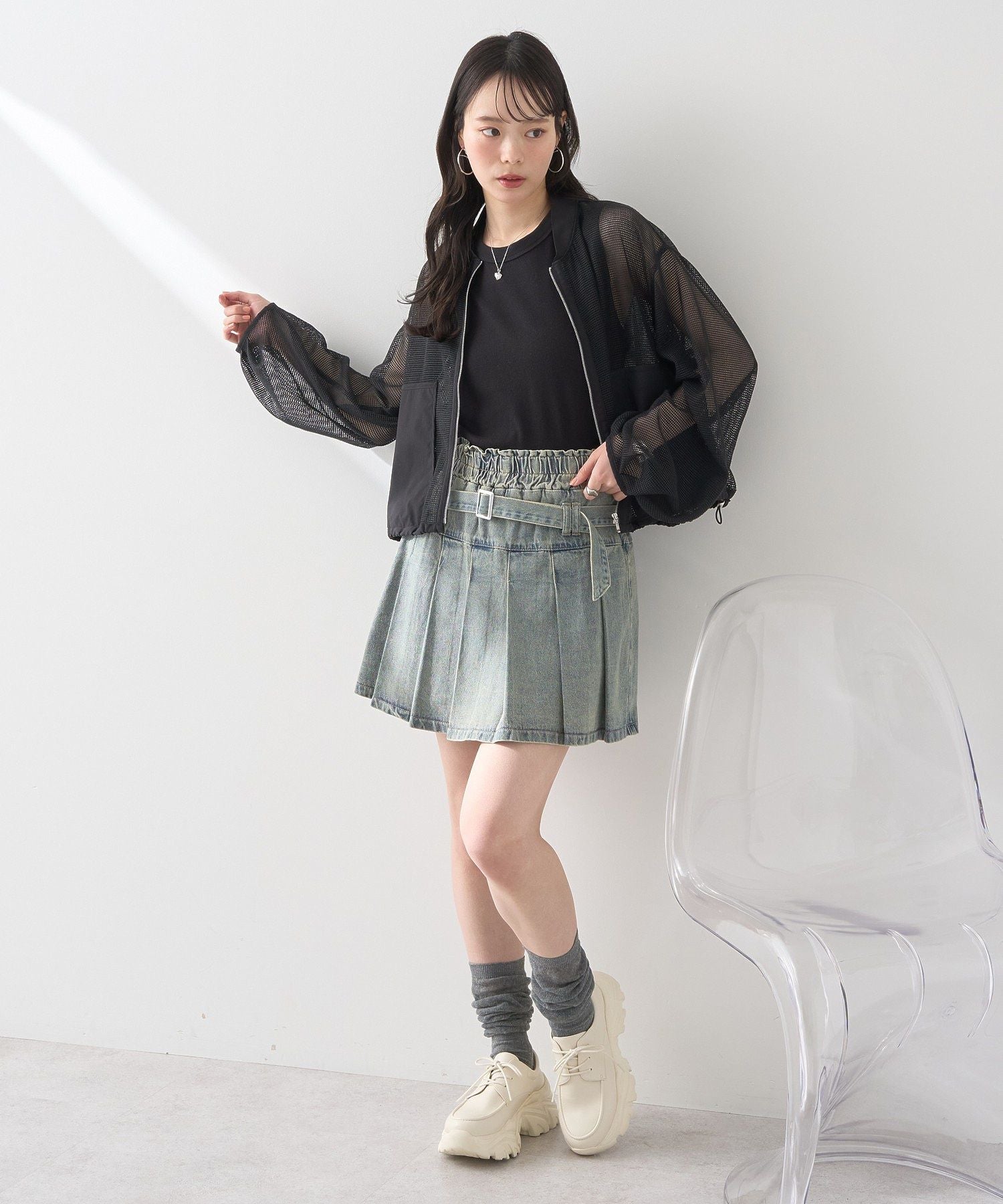 アースミュージックアンドエコロジー earth music&ecology メッシュブルゾン （グレー） グレー