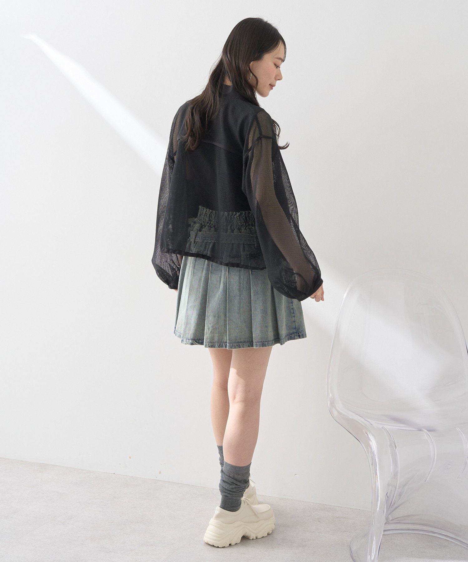 アースミュージックアンドエコロジー earth music&ecology メッシュブルゾン （グレー） グレー